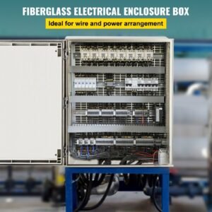 nema steel case, 24x20x9'' nema 4x fiberglass electric enclosure, ip66 water & dust resistant, suitable for both outdoor & indoor use, includes mounting plate (60x50x23 cm)