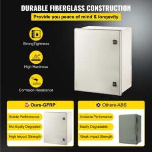 nema steel case, 24x20x9'' nema 4x fiberglass electric enclosure, ip66 water & dust resistant, suitable for both outdoor & indoor use, includes mounting plate (60x50x23 cm)