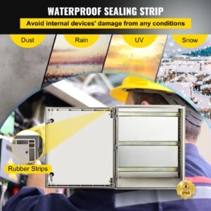 nema steel case, 24x20x9'' nema 4x fiberglass electric enclosure, ip66 water & dust resistant, suitable for both outdoor & indoor use, includes mounting plate (60x50x23 cm)