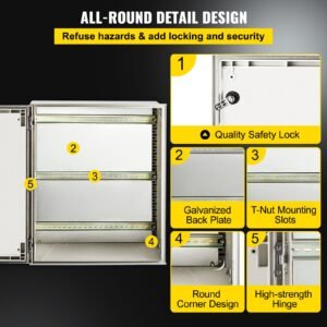 nema steel case, 24x20x9'' nema 4x fiberglass electric enclosure, ip66 water & dust resistant, suitable for both outdoor & indoor use, includes mounting plate (60x50x23 cm)