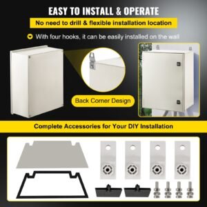 nema steel case, 24x20x9'' nema 4x fiberglass electric enclosure, ip66 water & dust resistant, suitable for both outdoor & indoor use, includes mounting plate (60x50x23 cm)