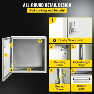 nema steel case, 24x24x8'' nema 4x metal electric enclosure, ip66 water & dust resistant, suitable for both outdoor & indoor use, includes mounting plate