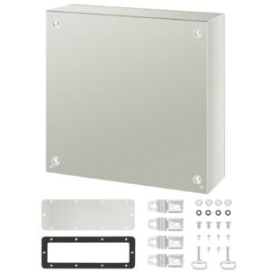 nema steel case, 24x24x8'' nema 4x metal electric enclosure, ip66 water & dust resistant, suitable for both outdoor & indoor use, includes mounting plate