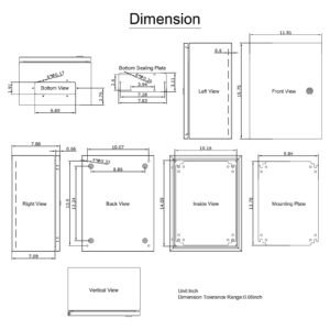 nema steel case, dimensions 16x12x8 inches, nema 4x steel electric enclosure, ip66 rated for water and dust resistance, suitable for both outdoor and indoor use, includes mounting plate