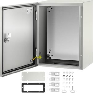 NEMA Steel Case, Dimensions 16x12x8 inches, NEMA 4X Steel Electric Enclosure, IP66 Rated for Water and Dust Resistance, Suitable for Both Outdoor and Indoor Use, Includes Mounting Plate