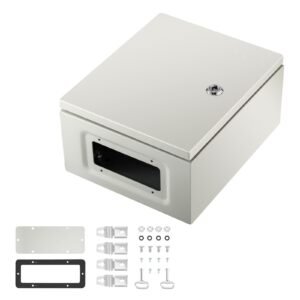 nema steel enclosure, 12 x 10 x 6'' nema 4x steel electrical box, ip66 waterproof & dustproof, outdoor/indoor electrical junction box, with mounting plate