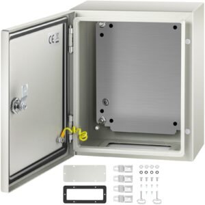 nema steel enclosure, 12 x 10 x 6'' nema 4x steel electrical box, ip66 waterproof & dustproof, outdoor/indoor electrical junction box, with mounting plate