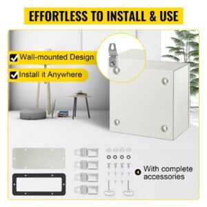 nema steel enclosure, 12 x 12 x 8'' nema 4x steel electrical box, ip66 waterproof & dustproof, outdoor/indoor electrical junction box, with mounting plate