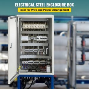 nema steel enclosure, 20 x 12 x 10'' nema 4x steel electrical box, ip66 waterproof & dustproof, outdoor/indoor electrical junction box, with mounting plate