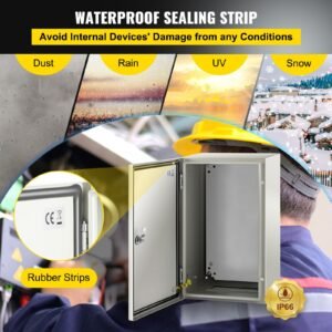 nema steel enclosure, 20 x 12 x 10'' nema 4x steel electrical box, ip66 waterproof & dustproof, outdoor/indoor electrical junction box, with mounting plate