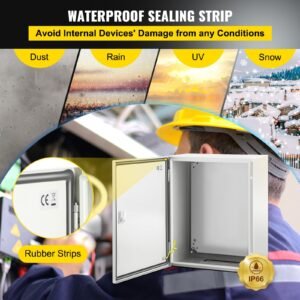 nema steel enclosure, 20 x 16 x 10'' nema 4x steel electrical box, ip66 waterproof & dustproof, outdoor/indoor electrical junction box, with mounting plate