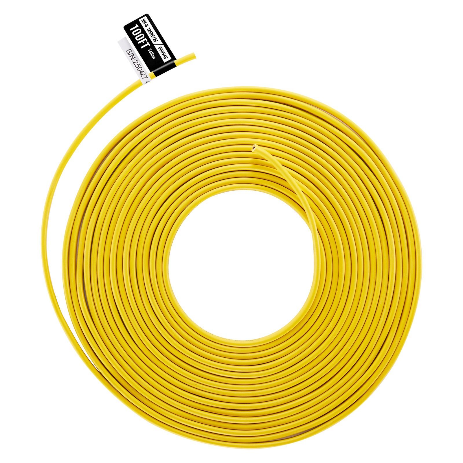 nm b wire, 12awg/2c non mettalic residential indoor electrical wire with ground, pvc sheathed high purity copper core cable, for outlets, switches, other loads & lighting wiring project(100 ft)