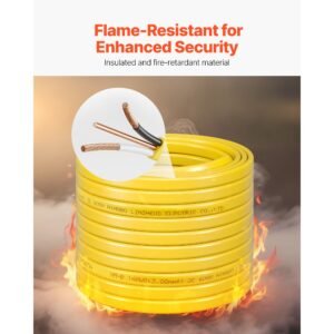 nm b wire, 14awg/2c non mettalic residential indoor electrical wire with ground, pvc sheathed high purity copper core cable, for outlets, switches, other loads & lighting wiring projects(50 ft)