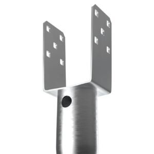 no dig ground anchor, 1 pack 3.94 x 2.76 x 27.56 in diy screw in post stake, includes 6 lag bolts & a rebar, u shape heavy duty steel post holder, great for mailbox posts and fence posts