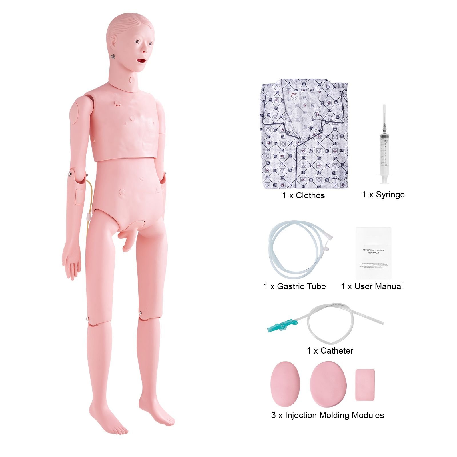 nursing training manikin, male life size demonstration human manikin for nursing training, multifunctional education teaching model supplies, pvc anatomical mannequin body care simulator model
