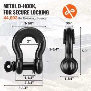 off road recovery kit, 3" x 30', heavy duty winch recovery kit with 30,000 lbs tow strap, 44,092 lbs d ring shackles, shackle receiver and storage bag, for atvs, jeeps, off road vehicles, trucks