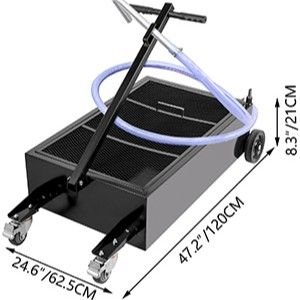 oil drain pan 25 gallon oil drain tank, 95l low profile oil drain pan, large capacity oil change pan, foldable hand, with electric pump, hose, swivel casters for car, suv, trucks oil draining
