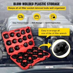 oil filter socket set, 30 pcs oil filter wrench set, sturdy steel oil filter socket, 3/8" oil filter socket, low profile oil filter socket set for easy access, oil filter wrench cap set with ca
