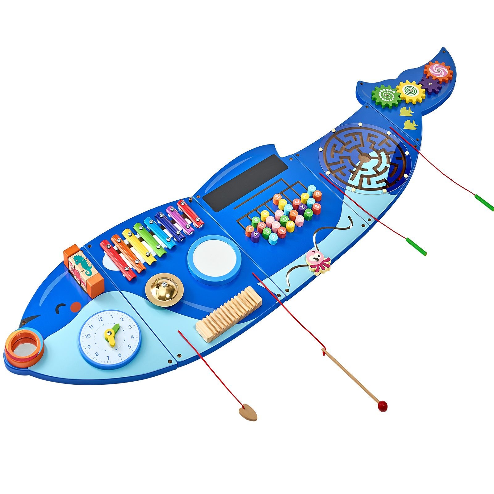 orca activity wall busy board panels, 12 activities, montessori sensory wall toy for kids 3 12 years, montessori learning activity center, ideal for toddler playroom nursery classroom