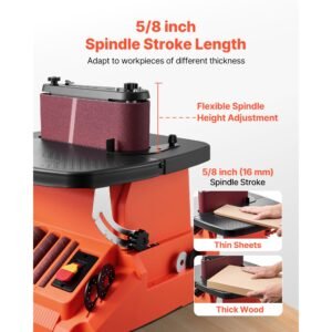 oscillating belt and spindle sander, 2400rpm benchtop spindle sander with 5/8" stroke, 5 sleeves (1/2" 2") & 24" x 3.86" sanding belt for woodworking, furniture finishing, diy projects
