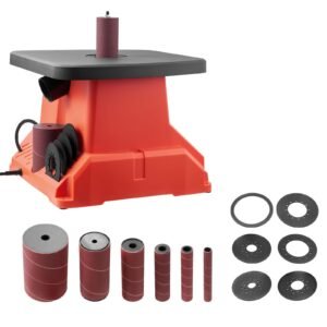 Oscillating Spindle Sander, 2400RPM Benchtop Spindle Sander with 6 Sleeves (1/2"-3"), 5/8" Stroke & 15.4 x 16.3-inch Wide Worktable for Furniture Finishing, Crafts Sanding, DIY Woodworking