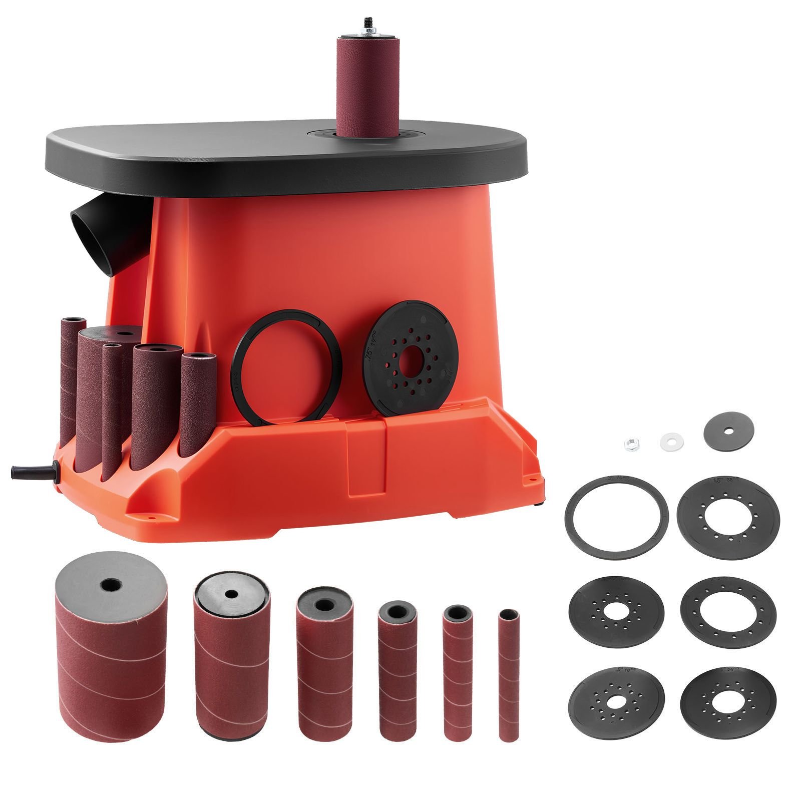 oscillating spindle sander, 2400rpm benchtop spindle sander with 6 sleeves (1/2" 3"), 5/8" stroke, 15.6" x 11.6" cast iron worktable for furniture finishing, crafts sanding, diy woodworking