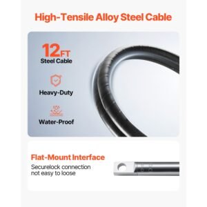 outboard steering system 10' steering cable marine steering system 3/4'' steering shaft with 13.5 inch wheel flat interface marine steering kit for yachts and waterborne vehicles, black