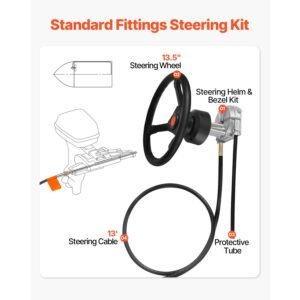 outboard steering system 13' outboard rotary steering system 13 feet boat steering cable with 13" wheel durable marine steering system