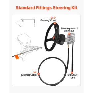 outboard steering system 14' outboard steering kit 14 feet boat steering cable with 13" wheel durable marine