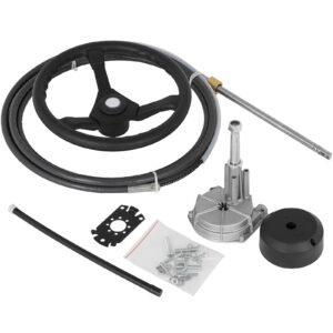 Outboard Steering System 14' Outboard Steering Kit 14 Feet Boat Steering Cable with 13" Wheel Durable Marine
