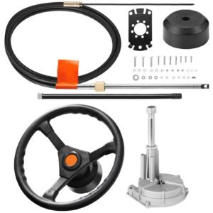 Outboard Steering System 16' Outboard Steering Kit 16 Feet Boat Steering Cable with 13" Wheel Durable Marine Steering System