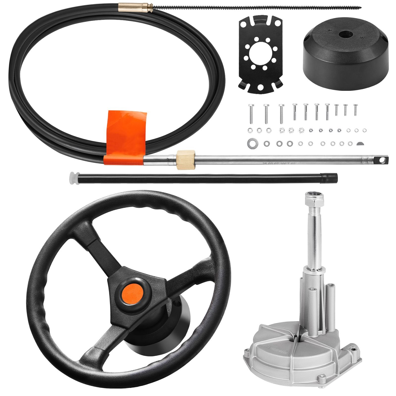 outboard steering system ss13715 safe t quick connect rotary steering system 15' steering cable with 13" wheel durable marine steering system