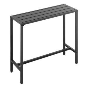 Outdoor Bar Table, 39.4 x 15 in Patio Bar Table, Waterproof Top & Sturdy Metal Frame, Rectangle Counter Height Dining Tables, Outdoor Furniture for Balcony, Yard, Hot Tub, Poolside, Indoor