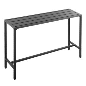 Outdoor Bar Table, 55 x 15 in Patio Bar Table, Waterproof Top & Sturdy Metal Frame, Rectangle Counter Height Dining Tables, Outdoor Furniture for Balcony, Yard, Hot Tub, Poolside, Indoor