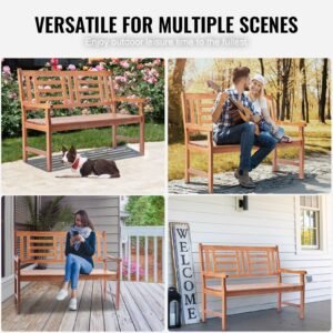 outdoor bench, 48 inches wood garden bench for outdoors, outdoor garden park bench with backrest and armrests, 700 lbs load capacity bench, patio bench for garden, park, yard, front porch