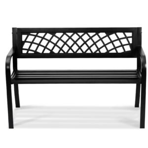 outdoor bench,46 inches metal garden bench for outdoors, 480 lbs load capacity bench, outdoor garden park bench with backrest and armrests, patio bench for garden, park, yard, front porch