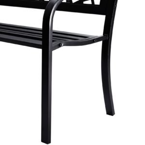 outdoor bench,46 inches metal garden bench for outdoors, 480 lbs load capacity bench, outdoor garden park bench with backrest and armrests, patio bench for garden, park, yard, front porch