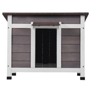 Outdoor Cat House Weatherproof, Feral Cat Shelter for Multiple Cats, Outdoor Wooden Cat Rabbit House with a Window, Open Roof and PVC Door Flaps, 24"L x 21"W x 18"H