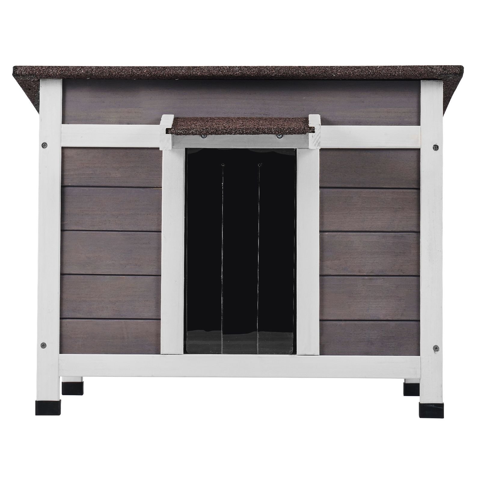 outdoor cat house weatherproof, feral cat shelter for multiple cats, outdoor wooden cat rabbit house with a window, open roof and pvc door flaps, 24"l x 21"w x 18"h