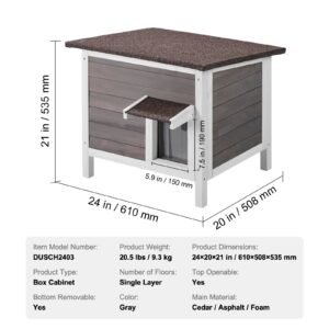 outdoor cat house weatherproof, feral cat shelter for multiple cats, outdoor wooden cat rabbit house with all round foam insulated, open roof, pvc door flaps, 24"l x 20"w x 21"h