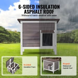 outdoor cat house weatherproof, feral cat shelter for multiple cats, outdoor wooden cat rabbit house with all round foam insulated, open roof, pvc door flaps, 24"l x 20"w x 21"h