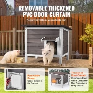 outdoor cat house weatherproof, feral cat shelter for multiple cats, outdoor wooden cat rabbit house with all round foam insulated, open roof, pvc door flaps, 24"l x 20"w x 21"h