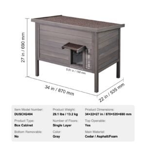outdoor cat house weatherproof, feral cat shelter for multiple cats, outdoor wooden cat rabbit house with all round foam insulated, open roof, pvc door flaps, 34"l x 22"w x 27"h
