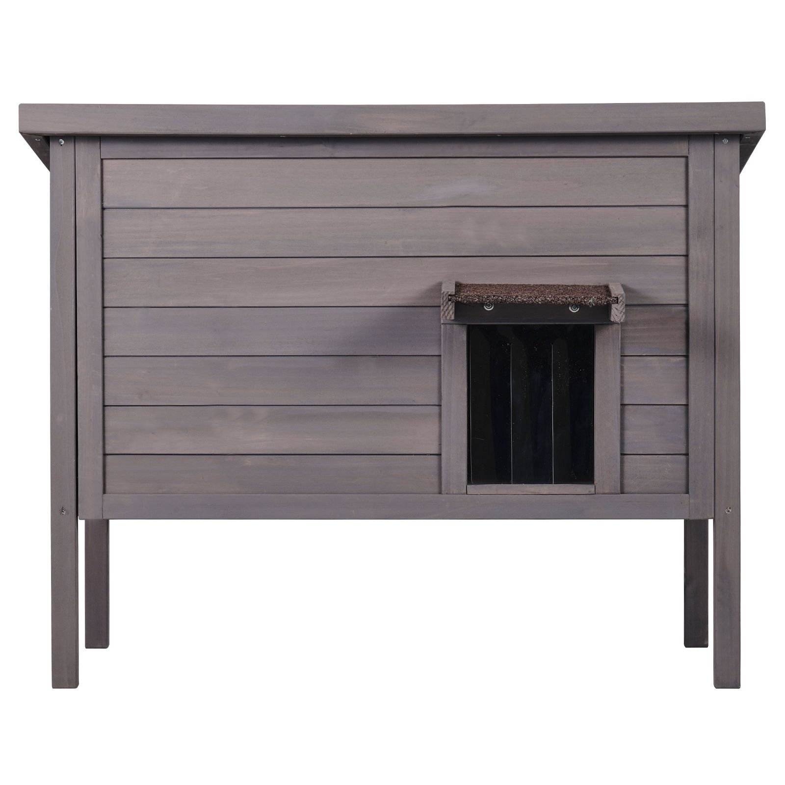outdoor cat house weatherproof, feral cat shelter for multiple cats, outdoor wooden cat rabbit house with all round foam insulated, open roof, pvc door flaps, 34"l x 22"w x 27"h