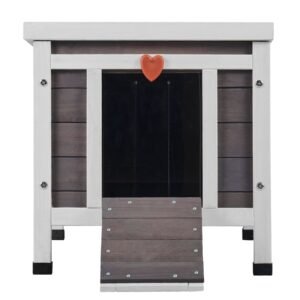 Outdoor Cat House Weatherproof, Feral Cat Shelter for Multiple Cats, Outdoor Wooden Cat Rabbit House with PVC Door Flaps and Open Roof, 21"L x 17"W x 17"H
