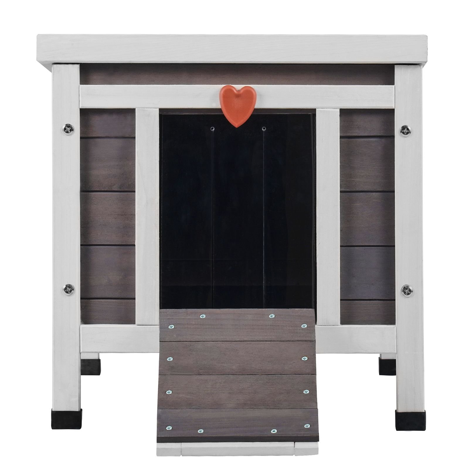 outdoor cat house weatherproof, feral cat shelter for multiple cats, outdoor wooden cat rabbit house with pvc door flaps and open roof, 21"l x 17"w x 17"h