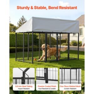 outdoor dog kennel, 7.87 x 3.94 x 5.4 ft large dog kennel with secure lock, outside dogs enclosures with uv resistant & waterproof roof cover, heavy duty pet crate cage run for large dogs