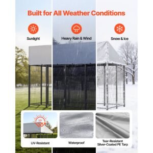 outdoor dog kennel, 7.87 x 3.94 x 5.4 ft large dog kennel with secure lock, outside dogs enclosures with uv resistant & waterproof roof cover, heavy duty pet crate cage run for large dogs