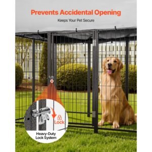 outdoor dog kennel, 7.87 x 3.94 x 5.4 ft large dog kennel with secure lock, outside dogs enclosures with uv resistant & waterproof roof cover, heavy duty pet crate cage run for large dogs