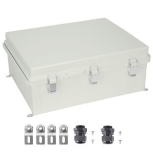 Outdoor Electrical Junction Box, 13.78 x 9.84 x 5.90 in, ABS Plastic Electrical Enclosure Box with Hinged Cover Stainless Steel Latch, IP67 Dustproof Waterproof for Outdoor Electrical Projects